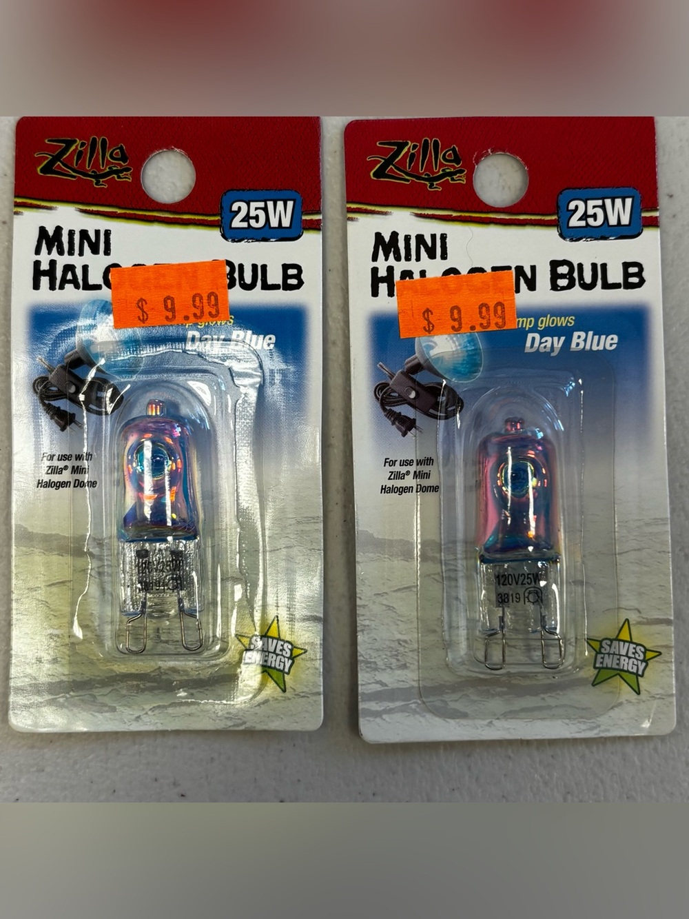 Zilla Mini Halogen Bulb 25W Day Blue Reptile Lamp 2 Pack